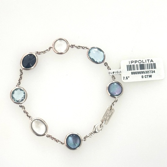 IPPOLITA LUCE 7-STONE CHAIN BRACELET IN STERLING SILVER MOTHER OF PEARL NEW - Picture 8 of 14